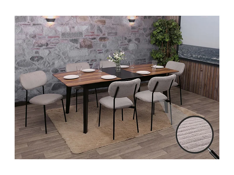 Eetkamerstoel MCW-O26 (set van 6),  lichtgrijs