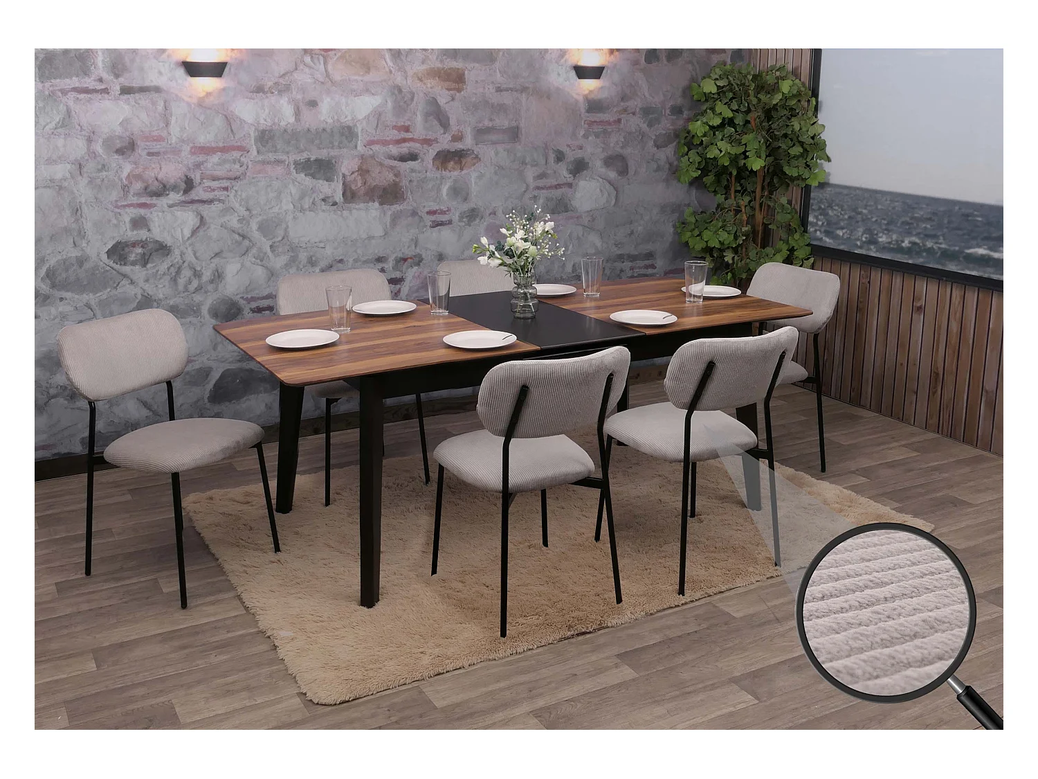 Eetkamerstoel MCW-O26 (set van 6),  lichtgrijs