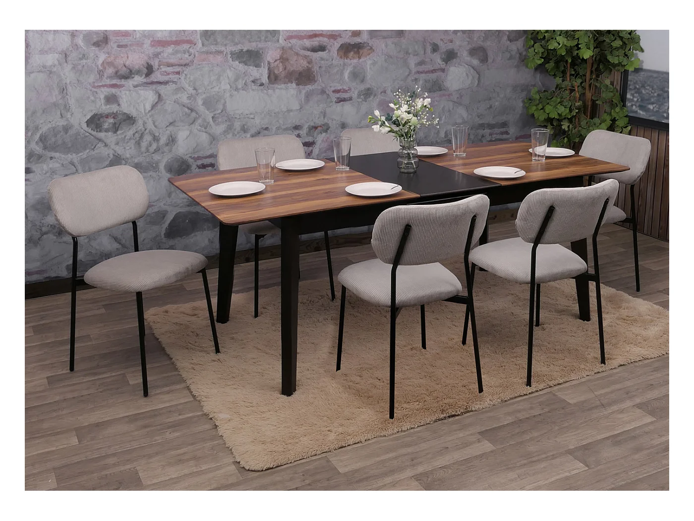 Eetkamerstoel MCW-O26 (set van 6),  lichtgrijs