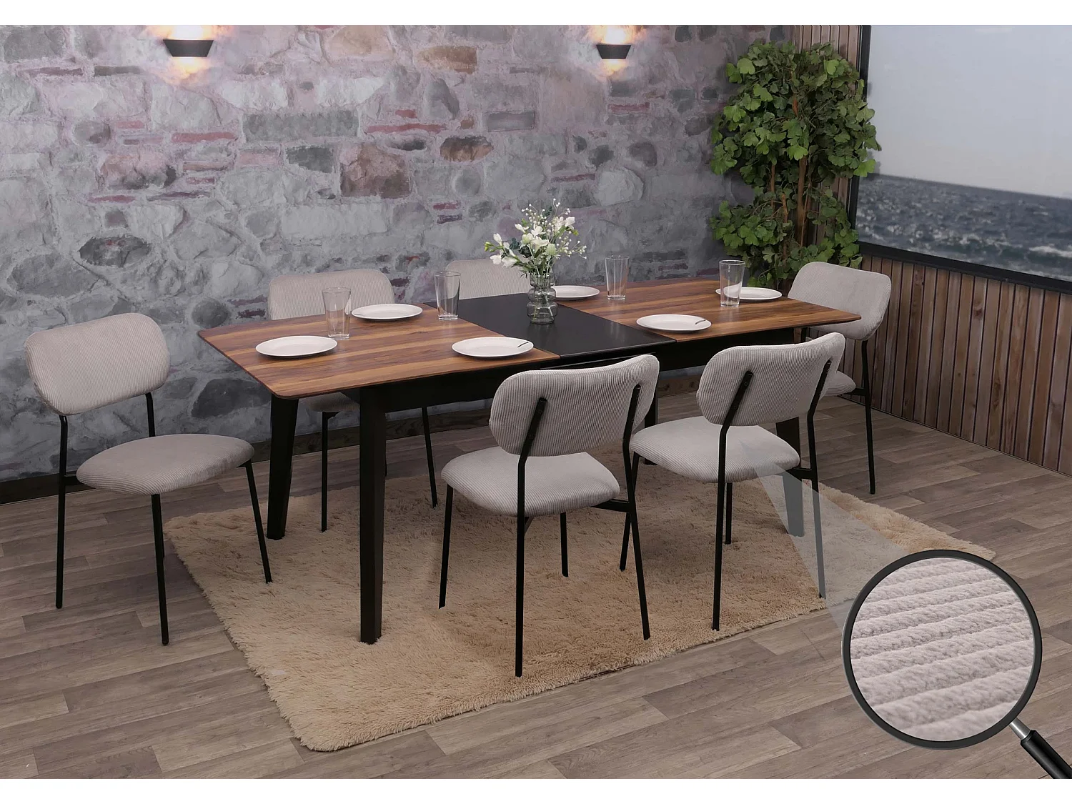 Chaise de salle à manger MCW-O26 (lot de 6),  gris clair