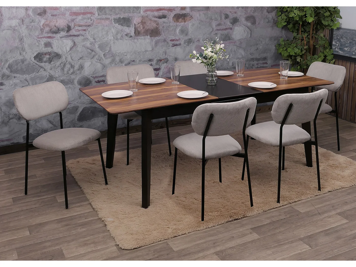 Chaise de salle à manger MCW-O26 (lot de 6),  gris clair