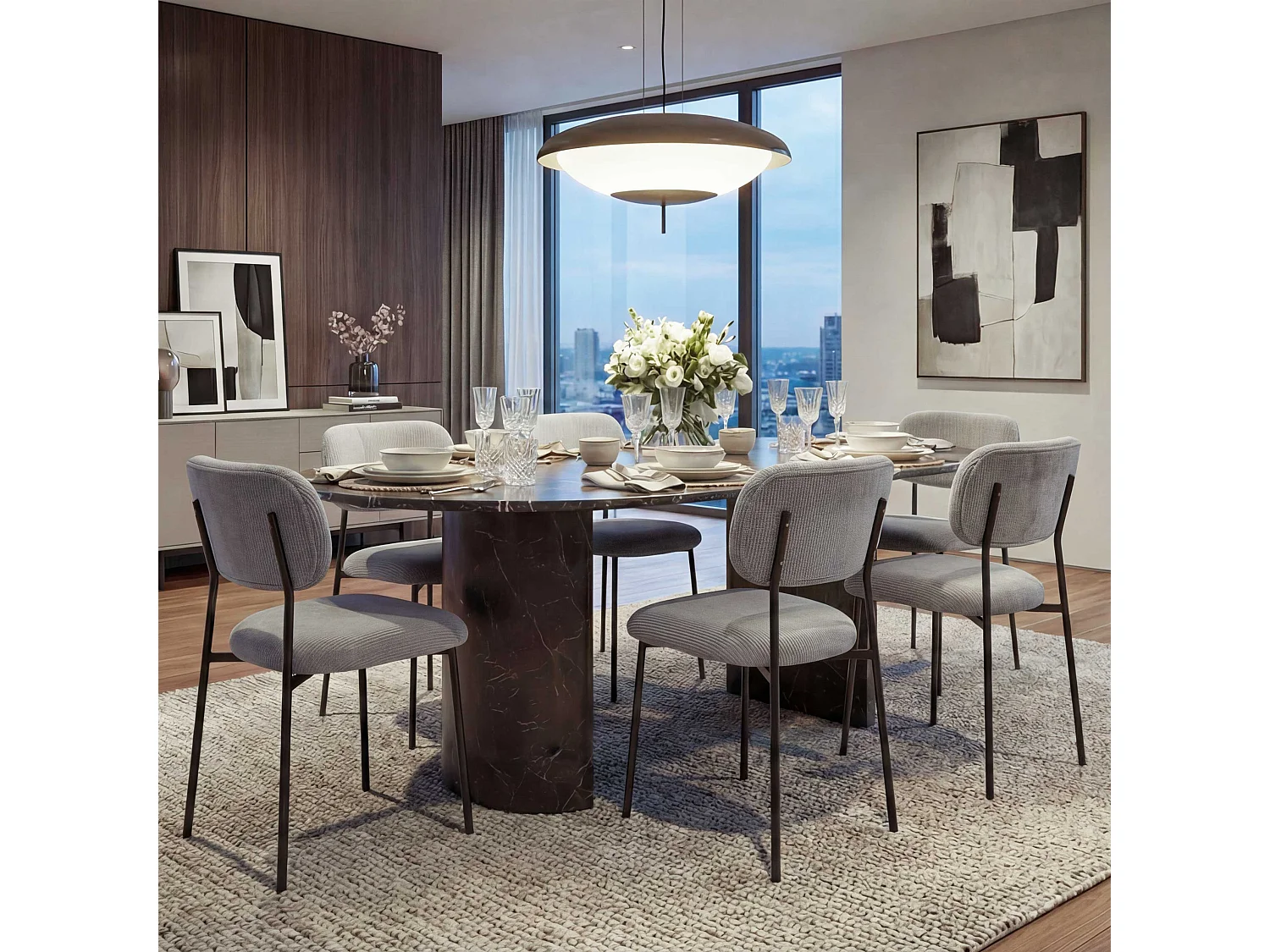 Chaise de salle à manger MCW-O26 (lot de 6),  gris clair