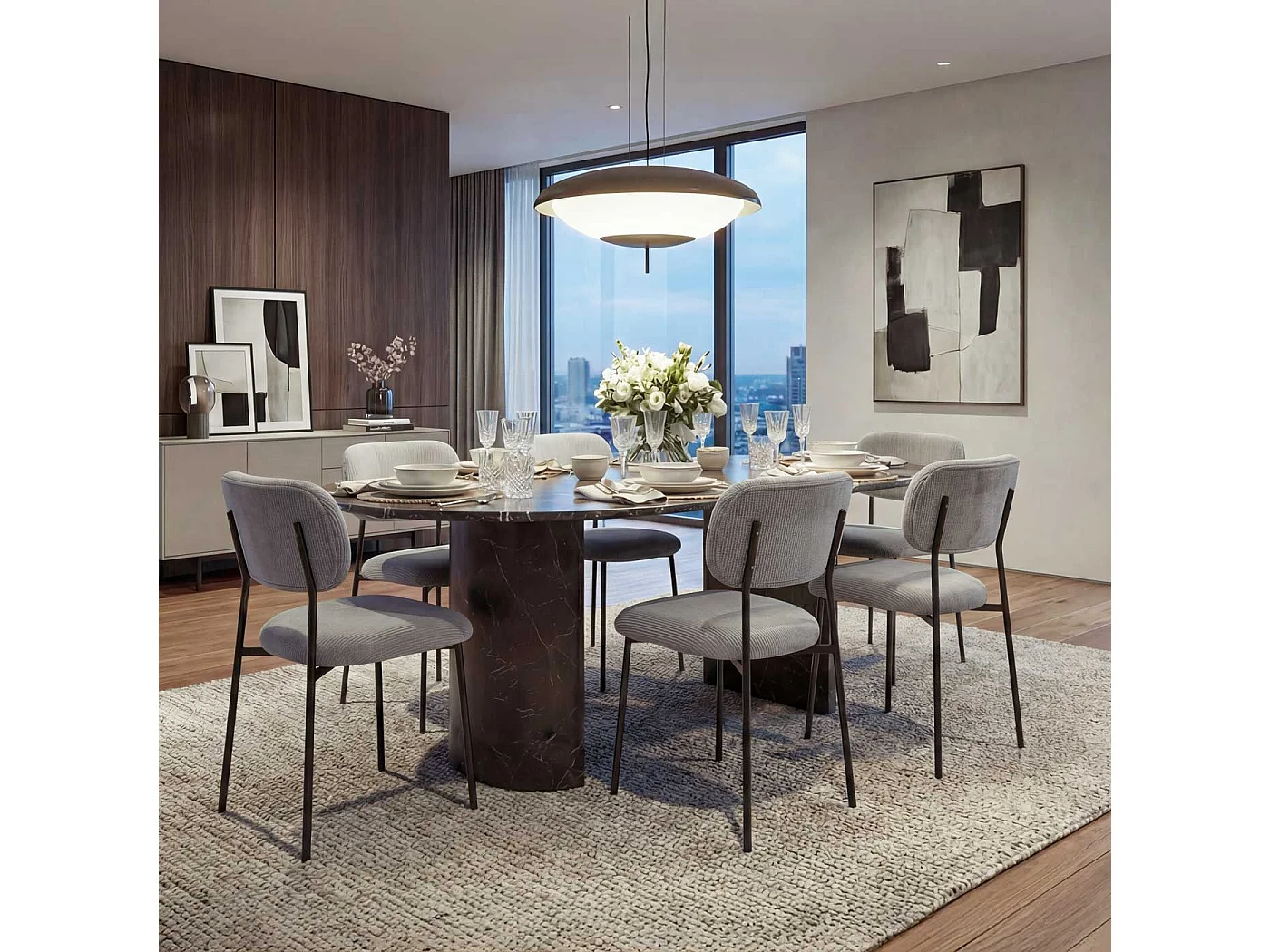 Chaise de salle à manger MCW-O26 (lot de 6),  gris clair