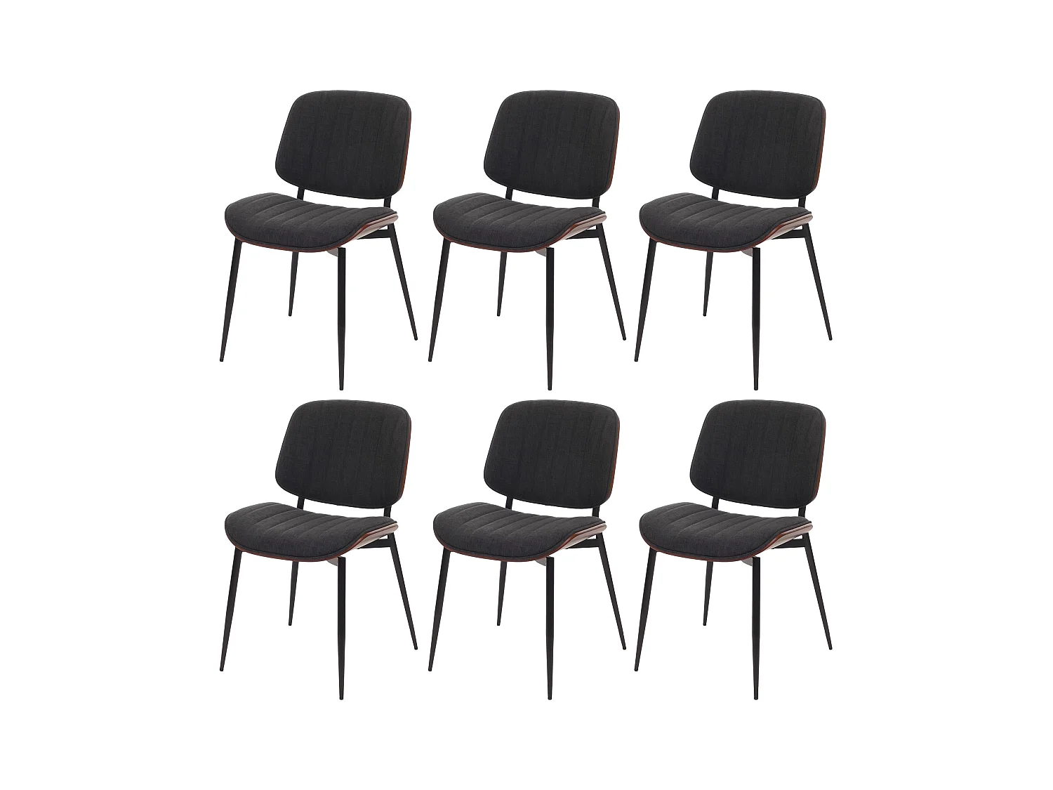 Chaise de salle à manger MCW-O44 (lot de 6),  aspect noyer, gris foncé