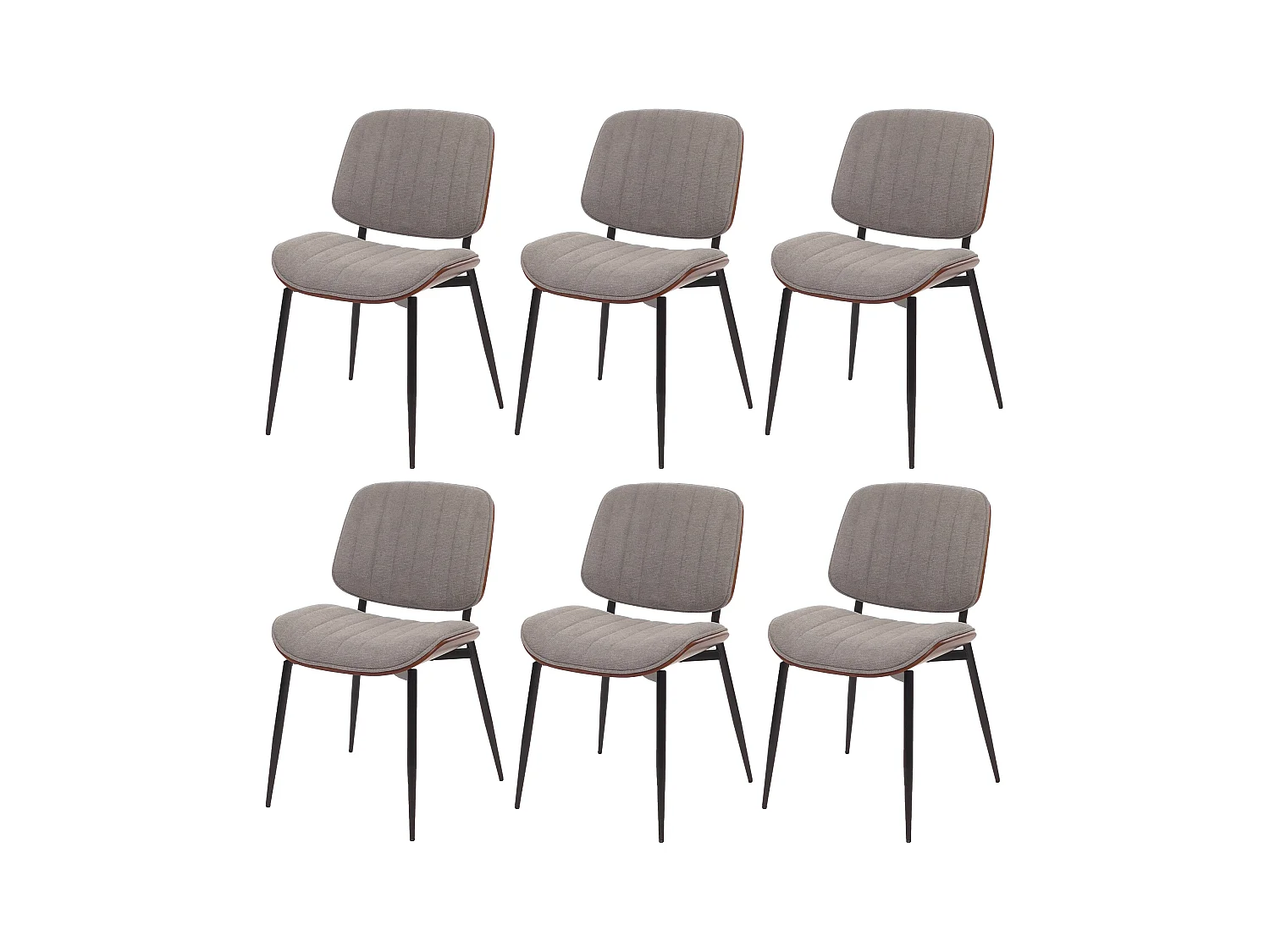 Esszimmerstuhl MCW-O44 (6er-Set), Walnuss-Optik, hellgrau