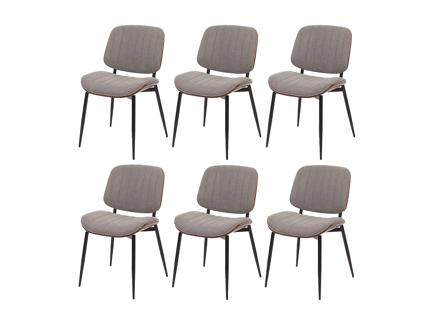 Esszimmerstuhl MCW-O44 (6er-Set), Walnuss-Optik, hellgrau