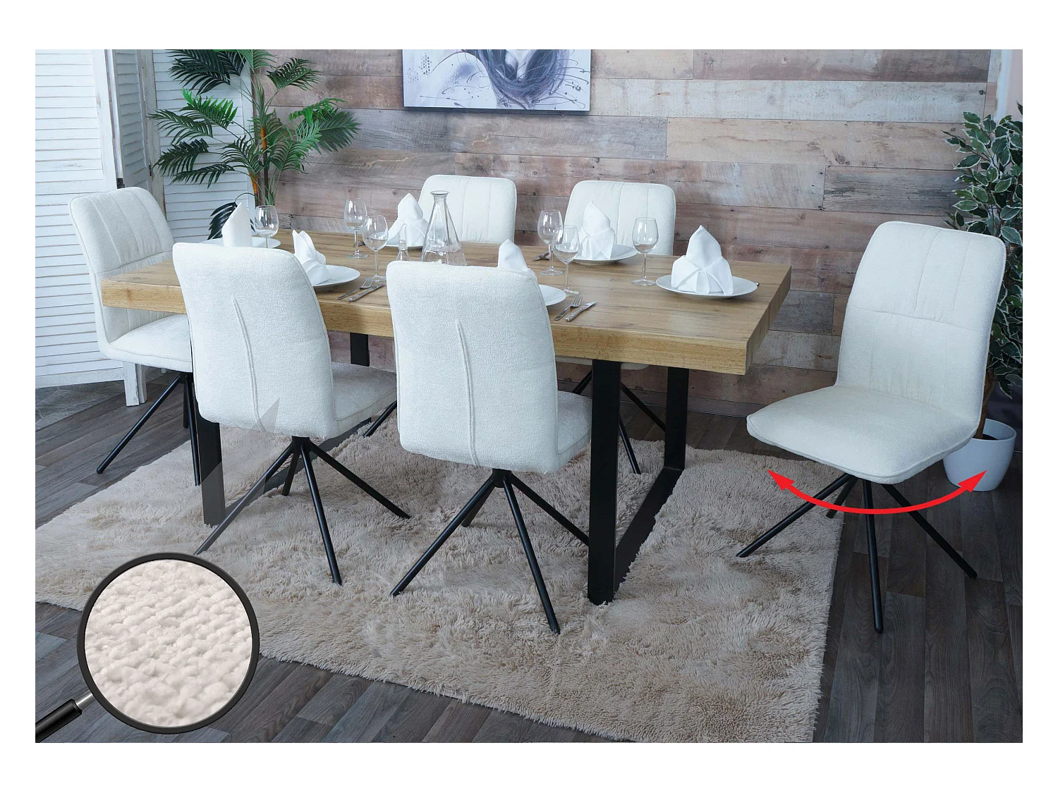 Krzesło do jadalni MCW-N99 (zestaw 6 sztuk),  kremowe