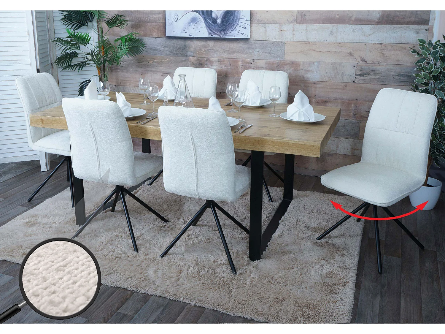 Krzesło do jadalni MCW-N99 (zestaw 6 sztuk),  kremowe