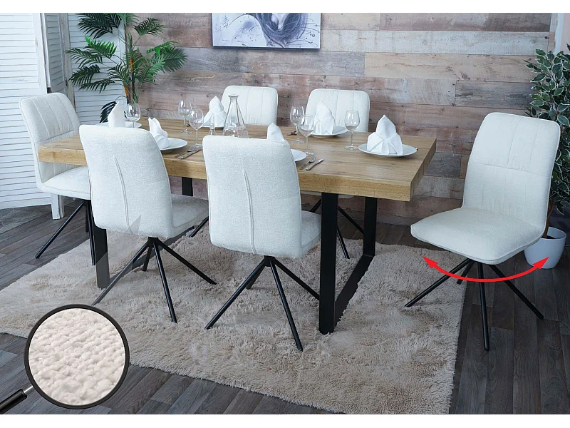 Esszimmerstuhl MCW-N99 (6er-Set), Creme