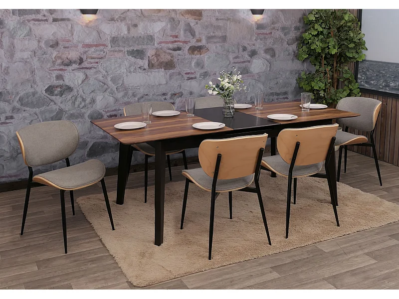 Silla de comedor MCW-O45 (juego de 6),  natural, gris claro