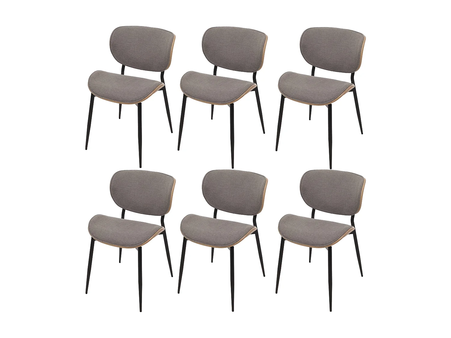 Esszimmerstuhl MCW-O45 (6er-Set), Natur, hellgrau