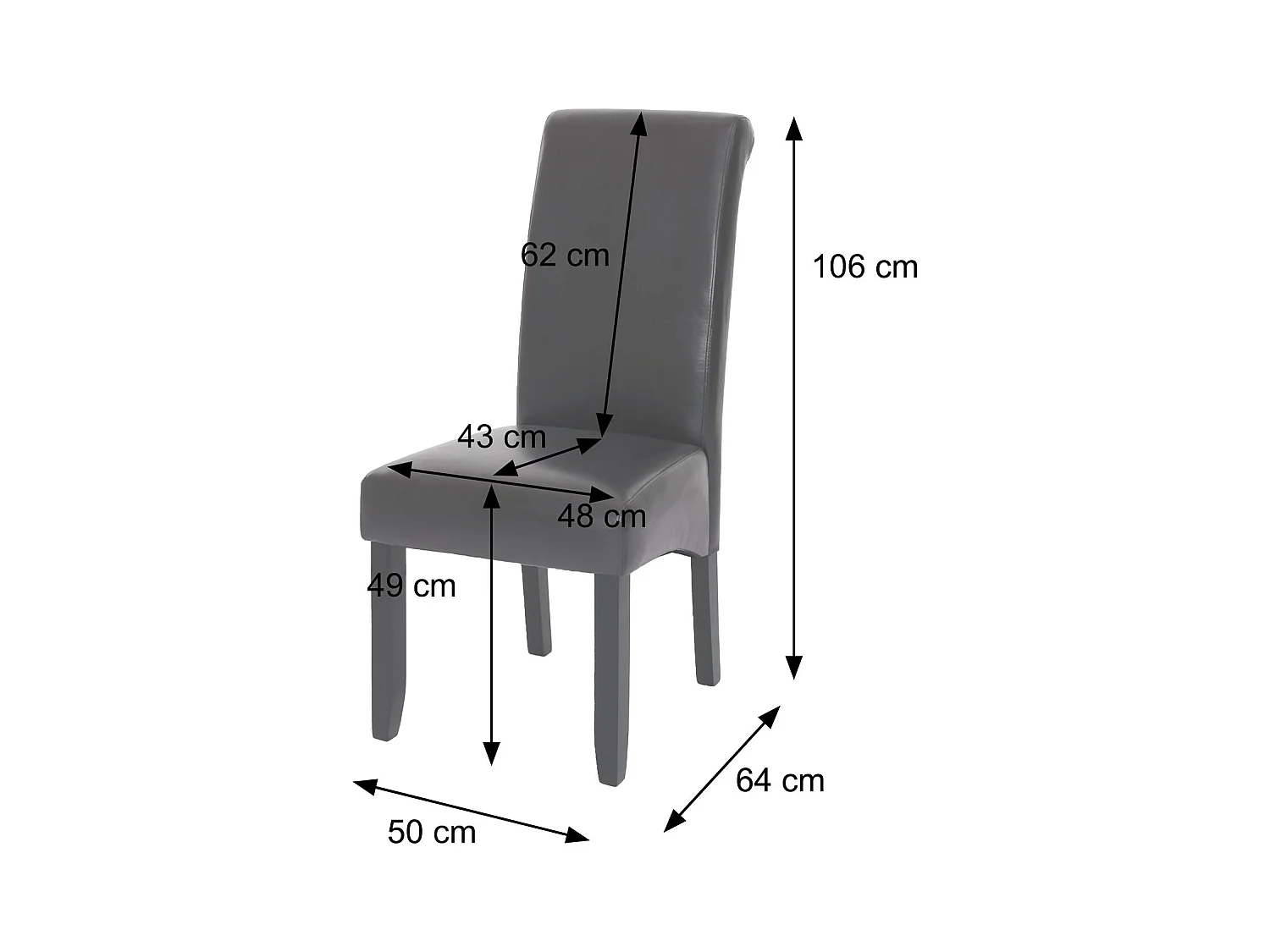 Chaise de salle à manger MCW-N67 (lot de 6),  aspect daim, pieds noirs