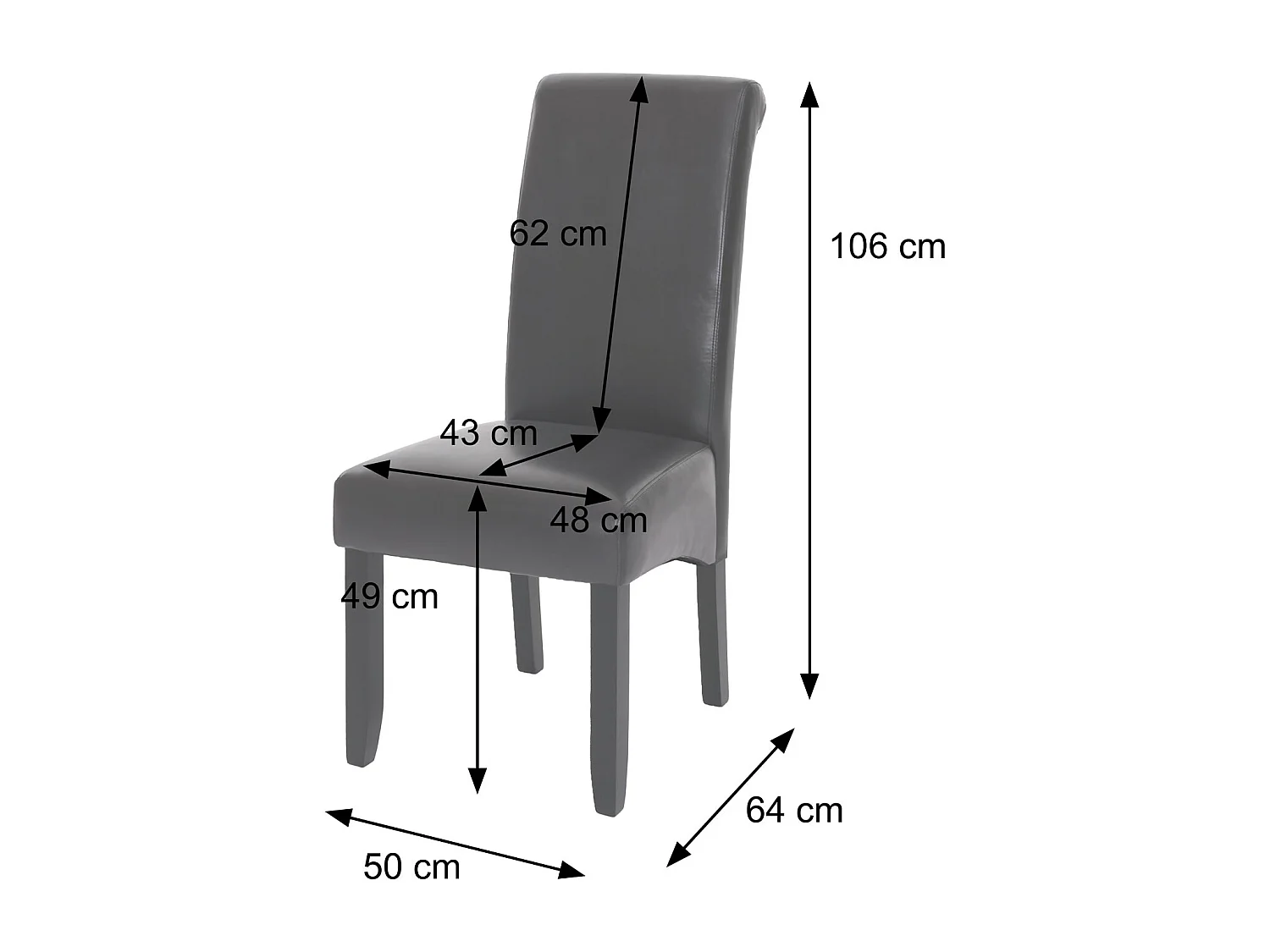 Chaise de salle à manger MCW-N67 (lot de 6),  aspect daim, pieds noirs