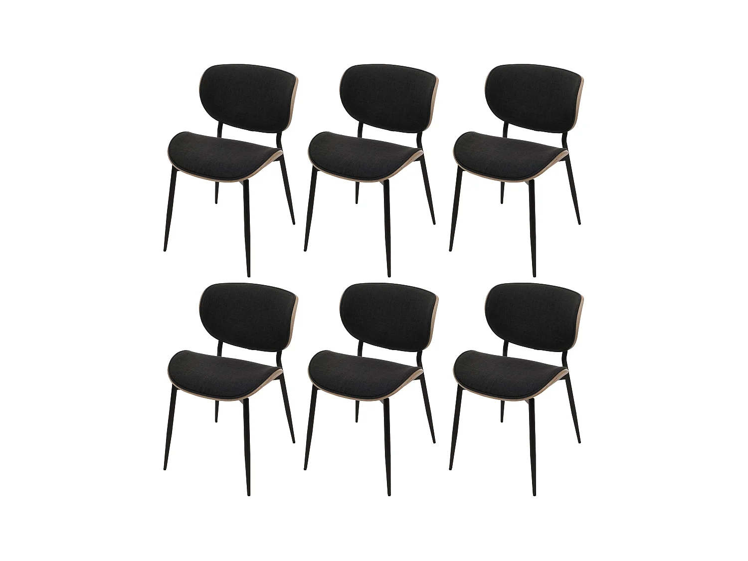 Chaise de salle à manger MCW-O45 (lot de 6),  naturel, gris foncé