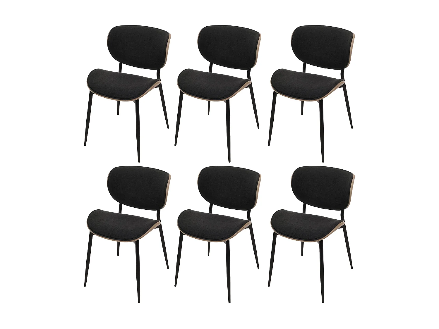 Chaise de salle à manger MCW-O45 (lot de 6),  naturel, gris foncé