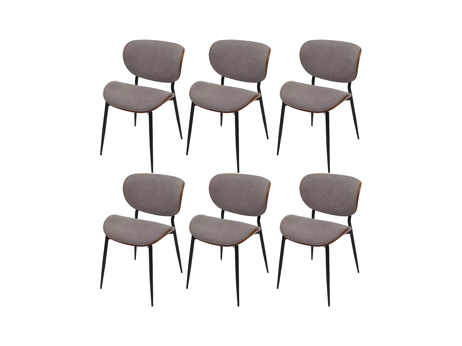 Chaise de salle à manger MCW-O45 (lot de 6),  aspect noyer, gris clair