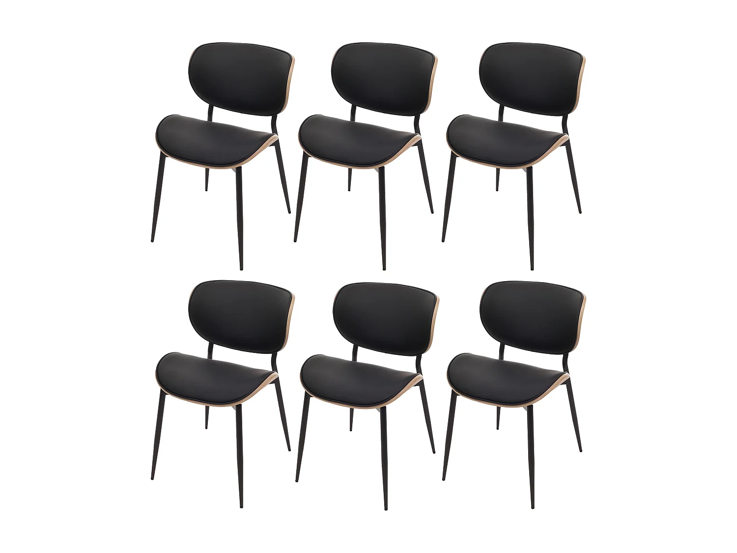 Chaise de salle à manger MCW-O45 (lot de 6),  naturel, noir
