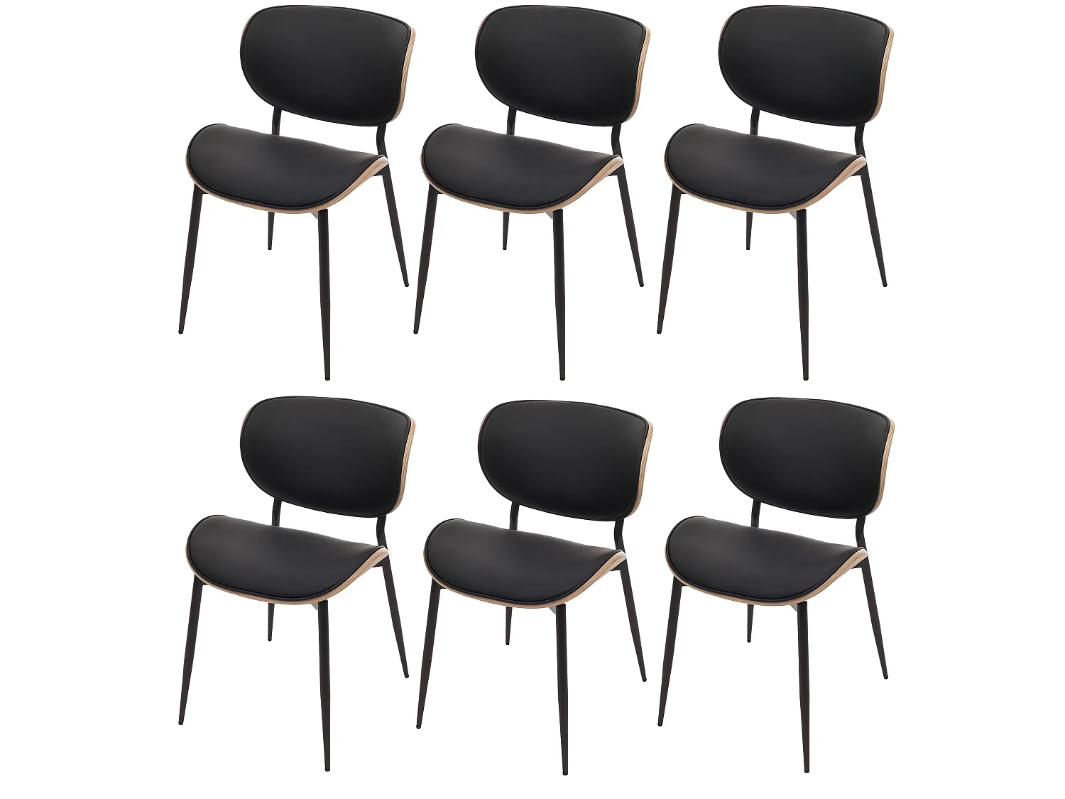 Chaise de salle à manger MCW-O45 (lot de 6),  naturel, noir