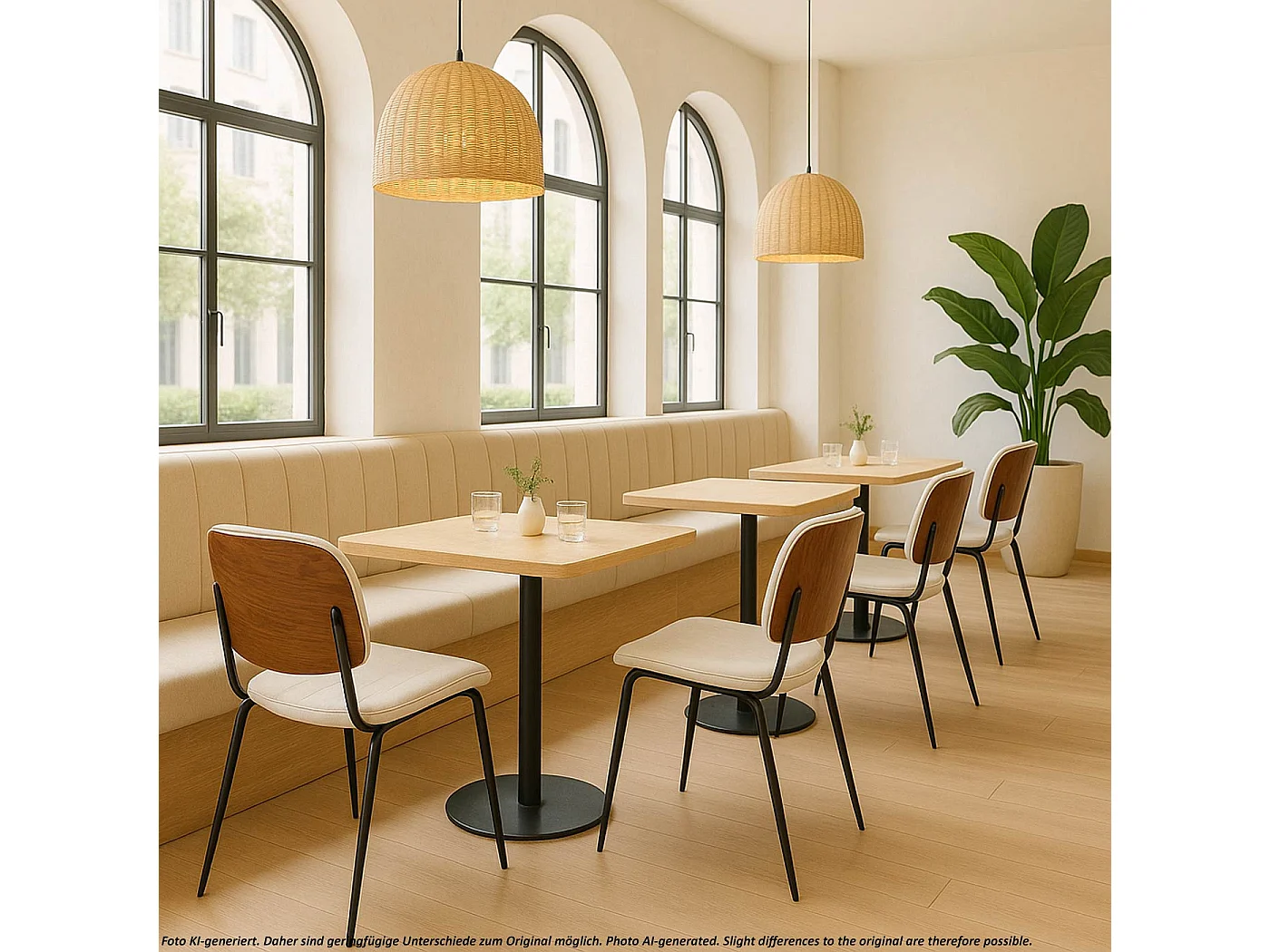 Esszimmerstuhl MCW-O44 (6er-Set), Walnuss-Optik, weiß