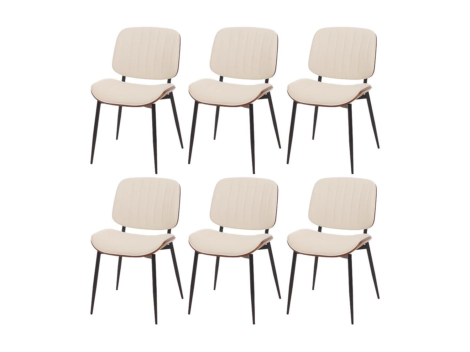 Chaise de salle à manger MCW-O44 (lot de 6),  aspect noyer, blanc