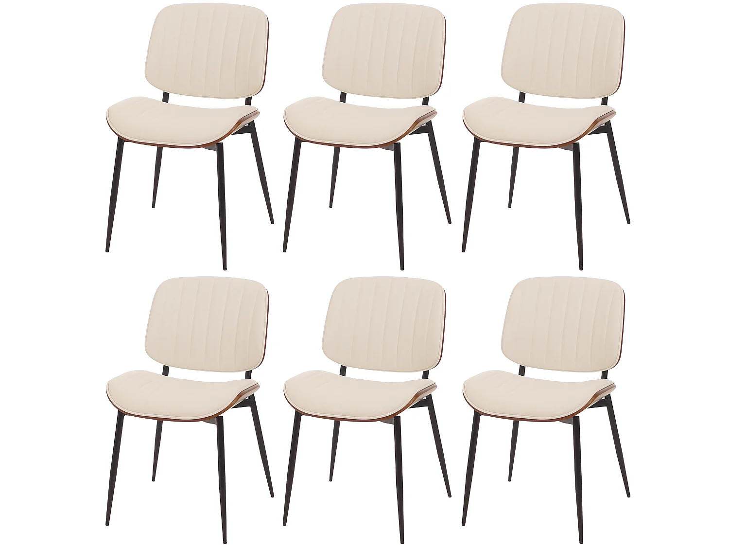 Chaise de salle à manger MCW-O44 (lot de 6),  aspect noyer, blanc