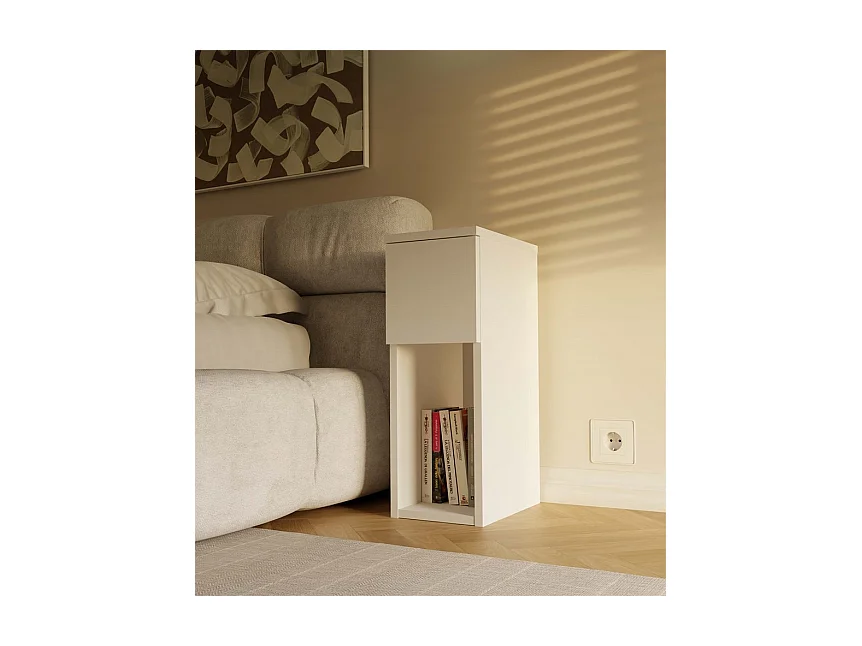 Szafka nocna GALAX 20/1S | Biała | 20x30x55 cm | Nowoczesny stolik z szufladą