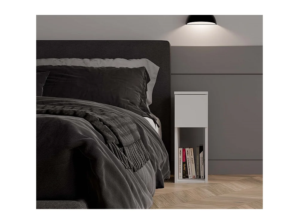 Szafka nocna GALAX 20/1S | Biała | 20x30x55 cm | Nowoczesny stolik z szufladą