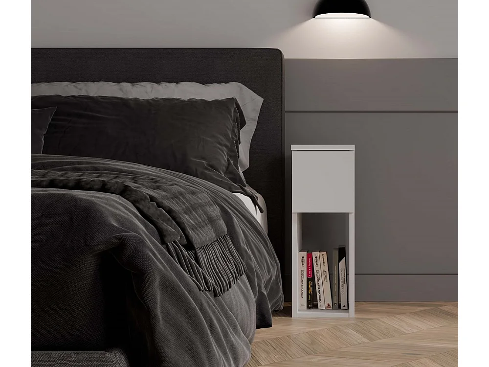 Szafka nocna GALAX 20/1S | Biała | 20x30x55 cm | Nowoczesny stolik z szufladą