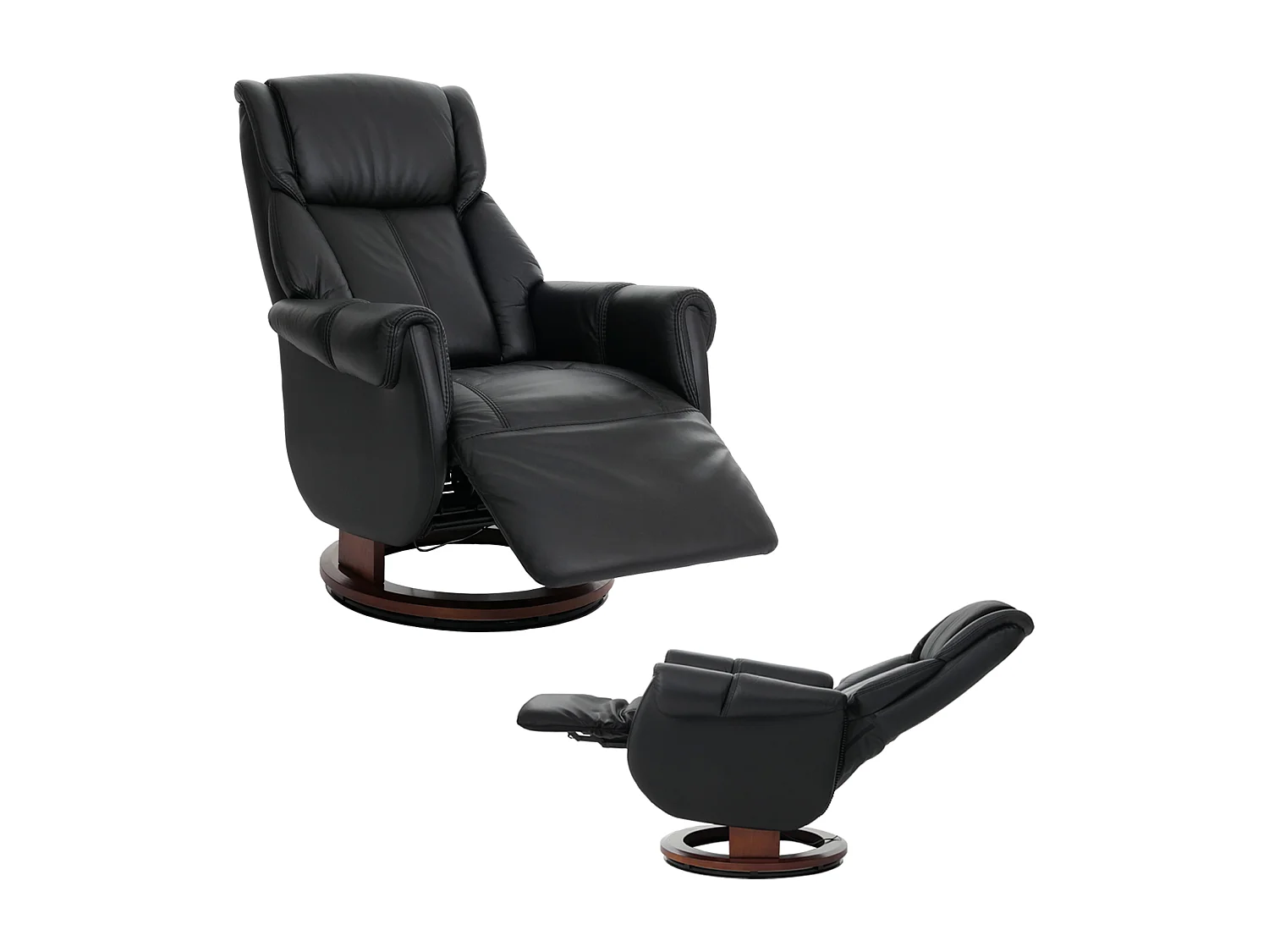 MCA Relaxsessel + Aufstehhilfe MCW-N58, Schwarz, Holz walnussfarben