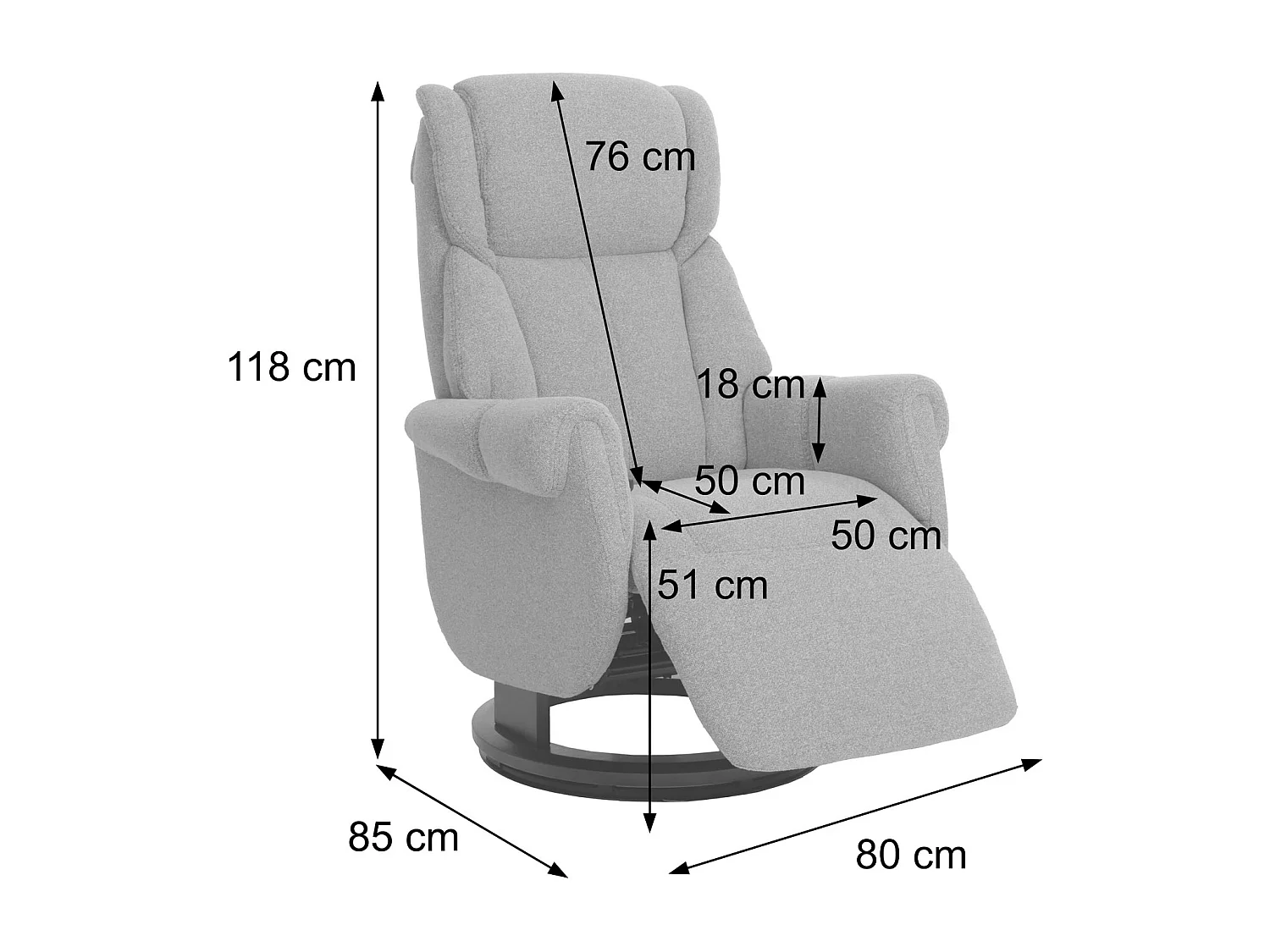 MCA Relaxsessel + Aufstehhilfe MCW-N58, Schwarz, Holz walnussfarben