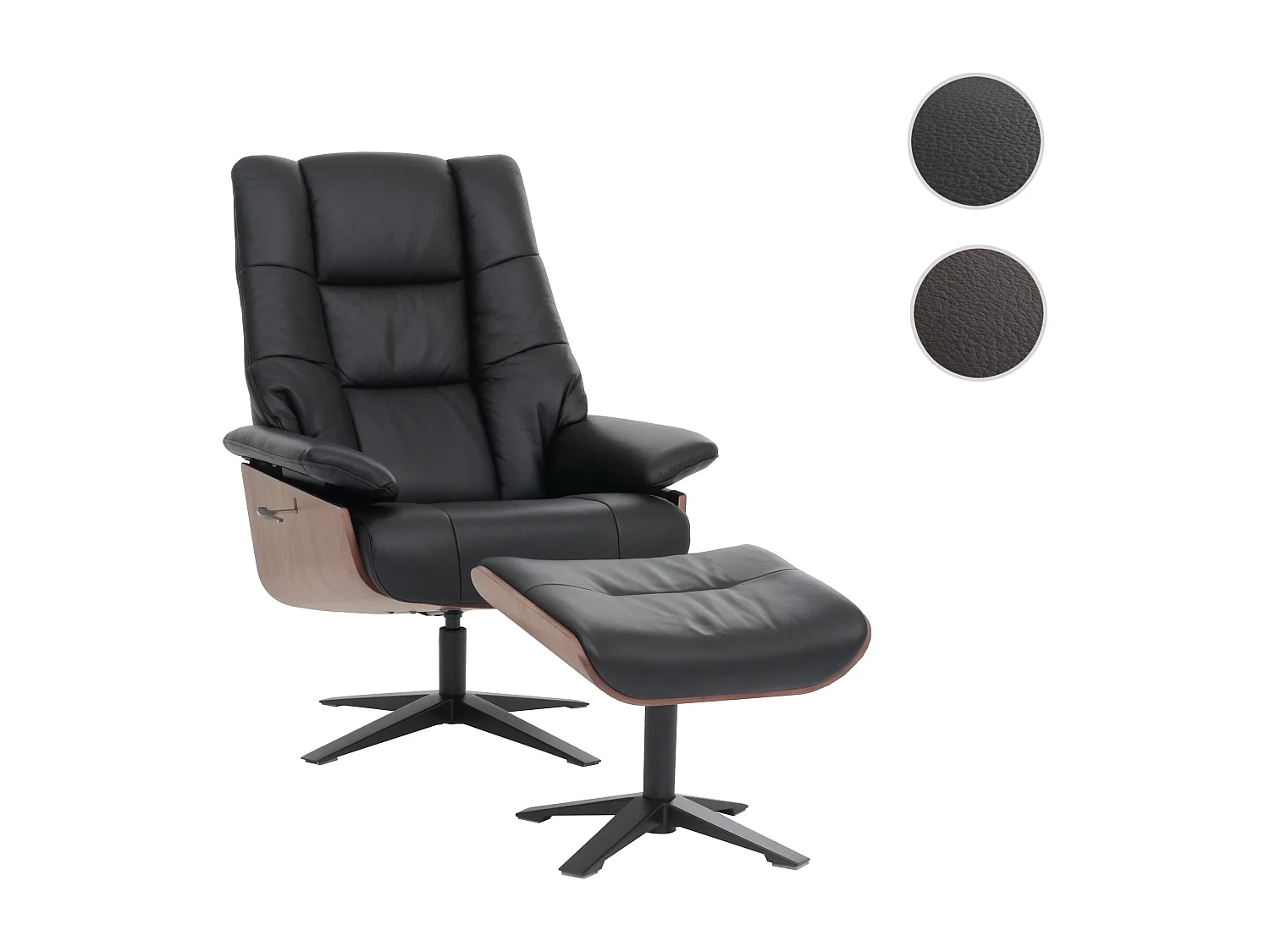 Relaxsessel + Hocker MCW-N57, Schwarz