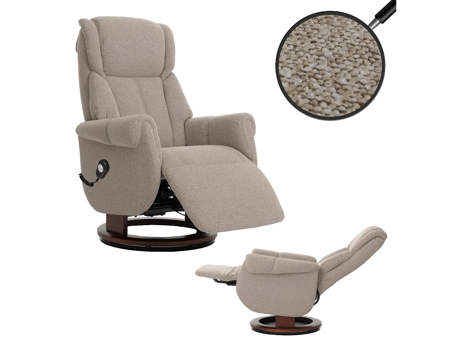 Relaxsessel + Aufstehhilfe MCW-N58, Braun, Holz walnussfarben