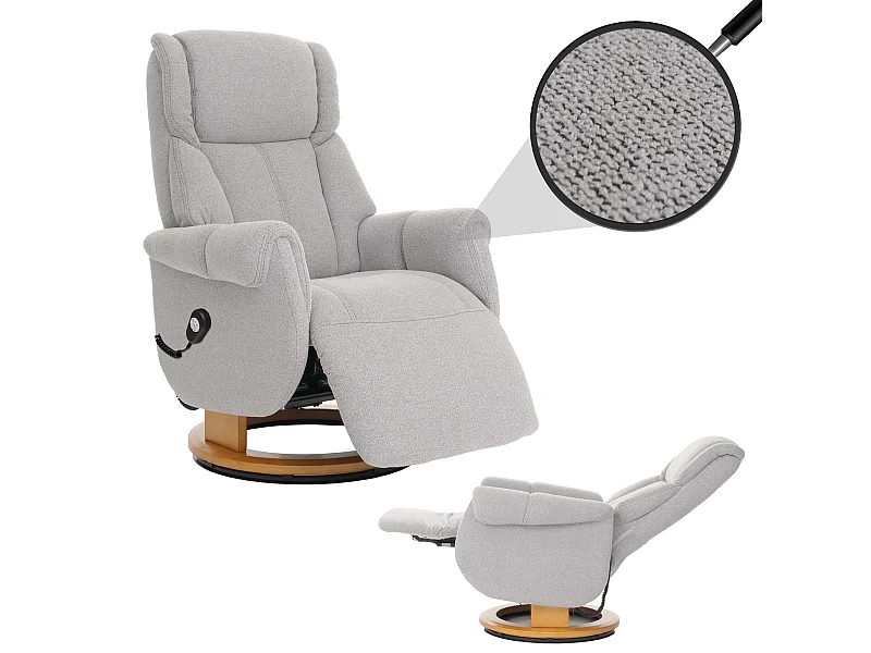 Relaxsessel + Aufstehhilfe MCW-N58, Grau, Holz Natur