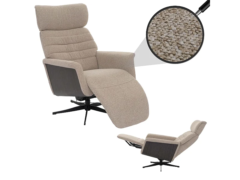 Relaxsessel MCW-N56, Stoff braun, Holz grau