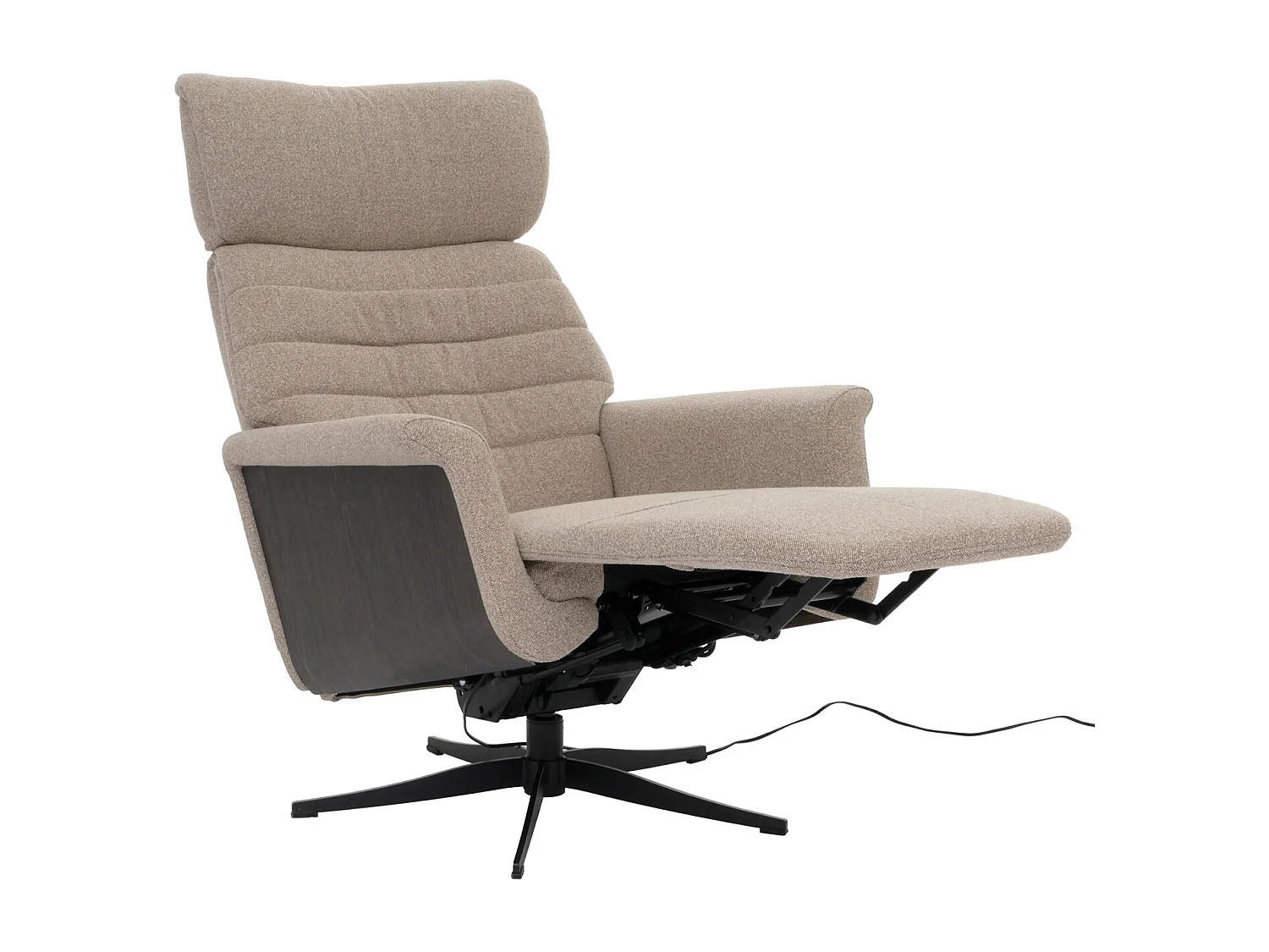 Relaxsessel MCW-N56, Stoff braun, Holz grau