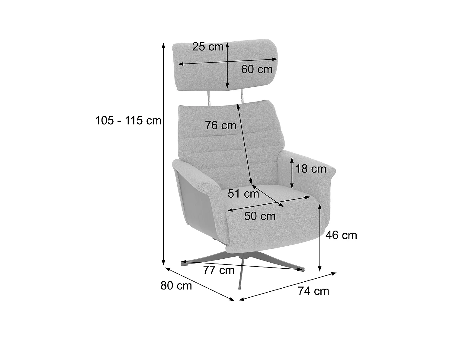 Relaxsessel MCW-N56, Stoff braun, Holz Walnuss-Optik