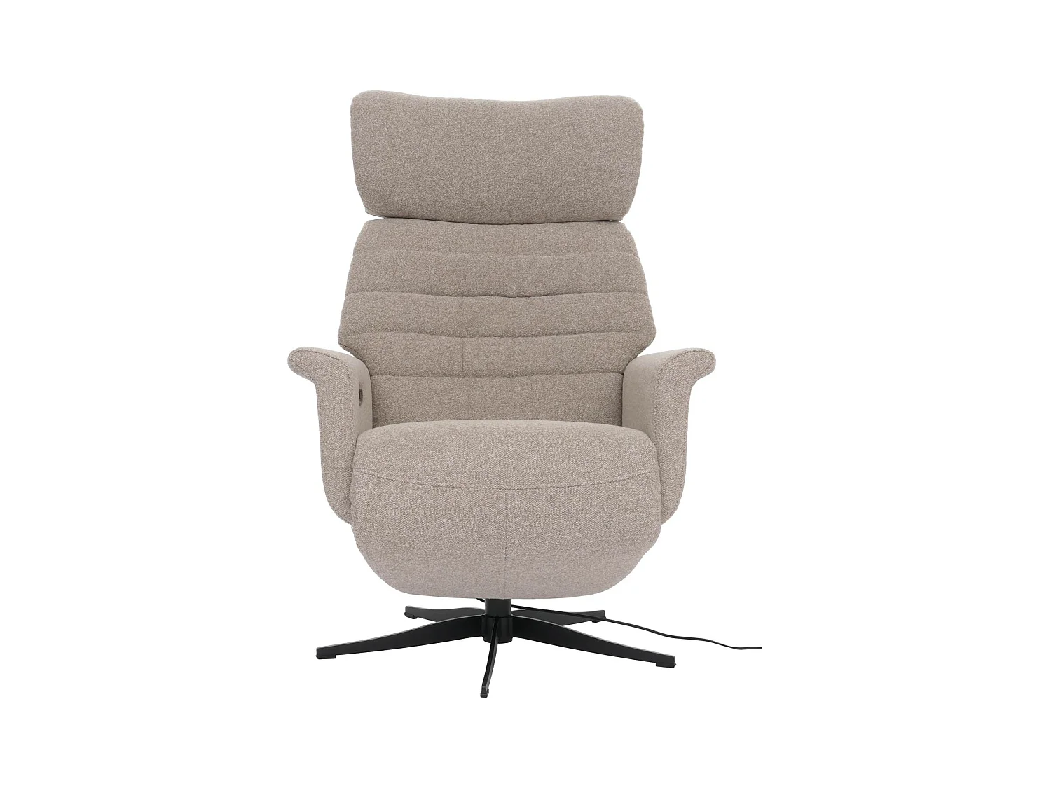 Relaxsessel MCW-N56, Stoff braun, Holz Walnuss-Optik