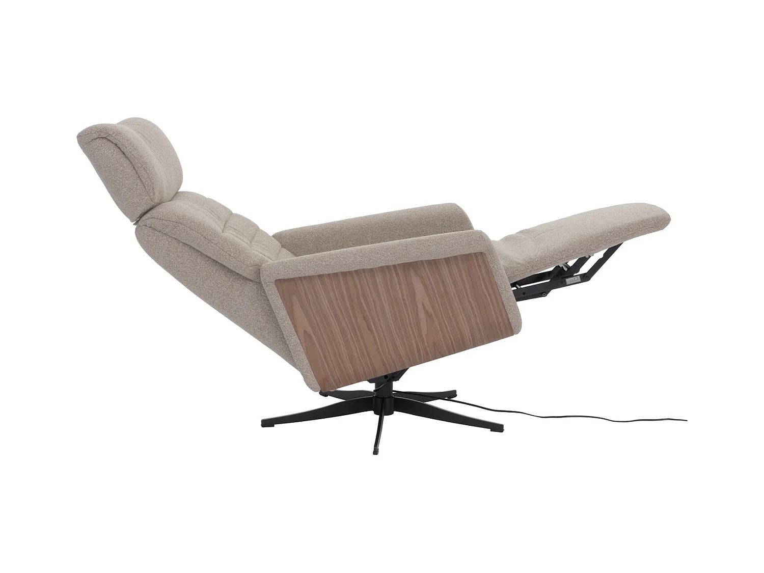 Relaxsessel MCW-N56, Stoff braun, Holz Walnuss-Optik