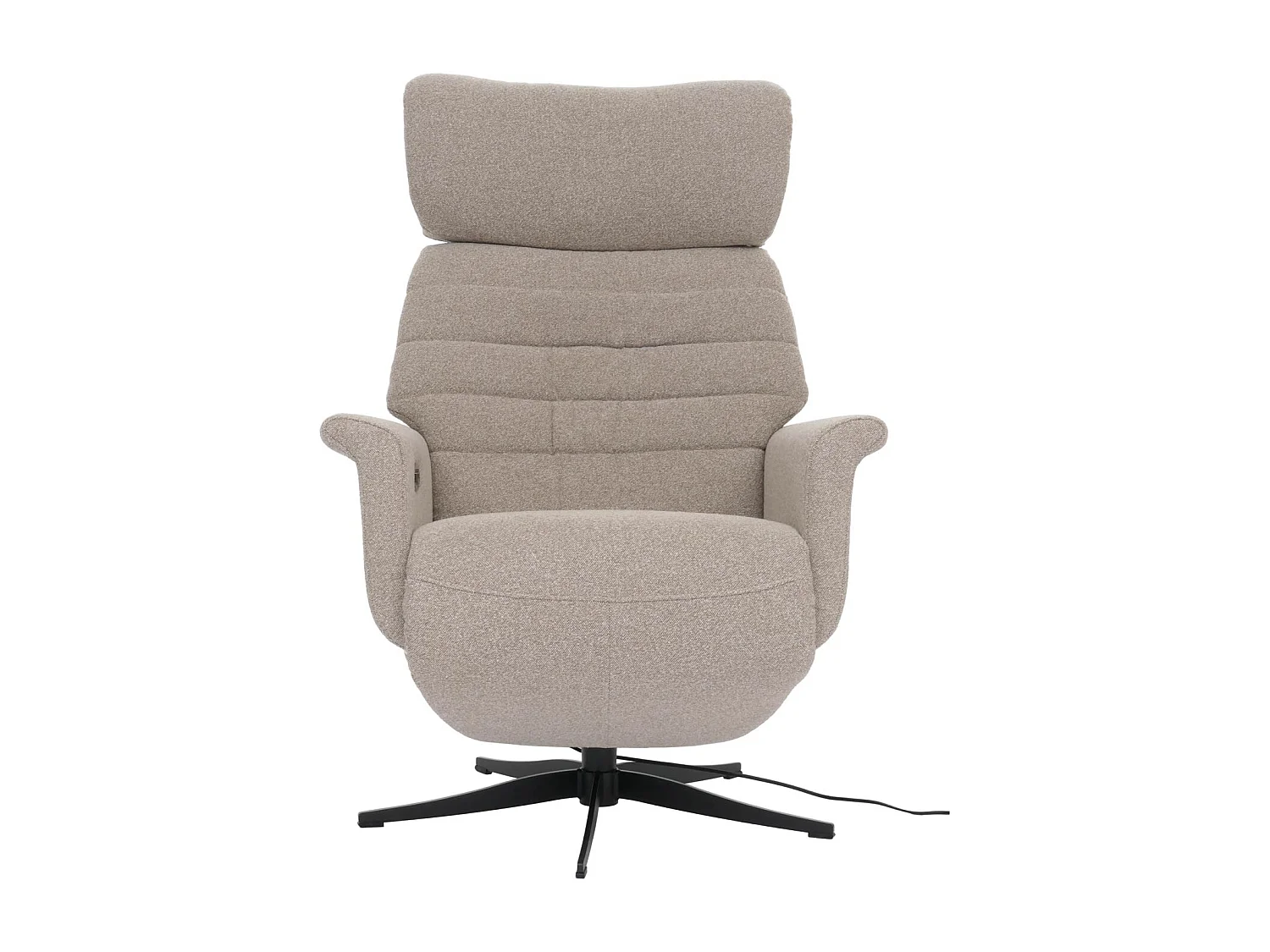 Relaxsessel MCW-N56, Stoff braun, Holz Walnuss-Optik