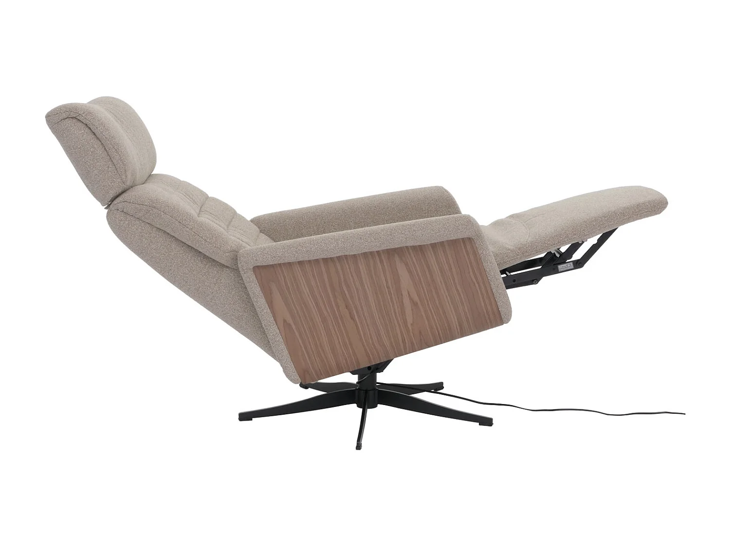 Relaxsessel MCW-N56, Stoff braun, Holz Walnuss-Optik