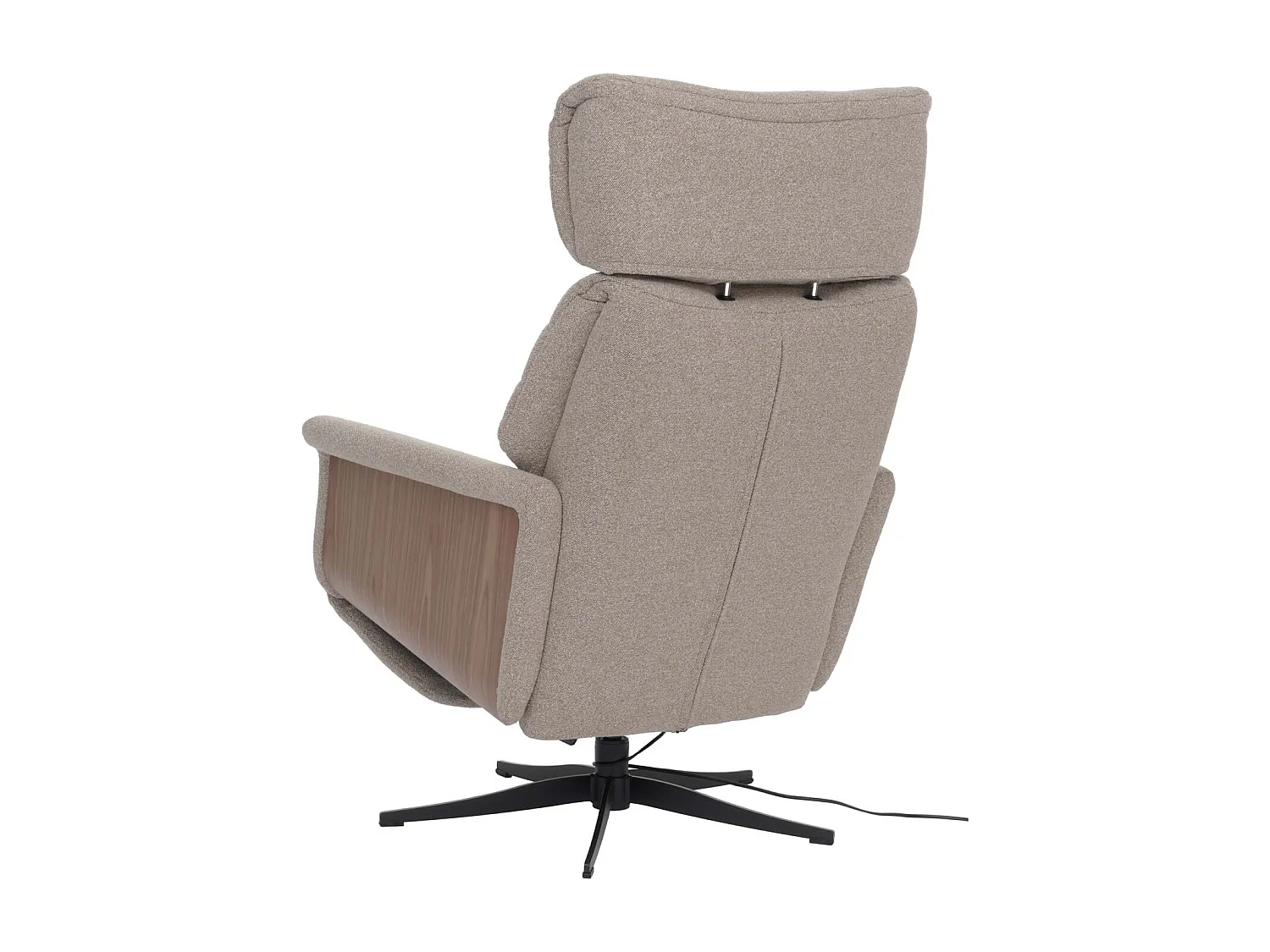 Relaxsessel MCW-N56, Stoff braun, Holz Walnuss-Optik