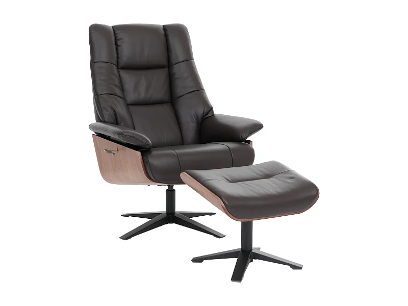 Relaxfauteuil + voetenbank MCW-N57,  bruin