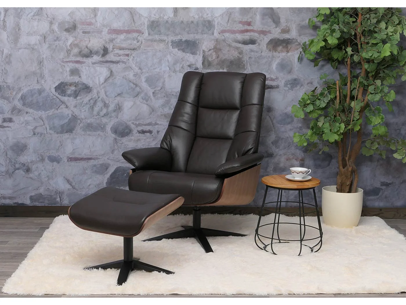 Leżanka + stołek MCW-N57,  brązowy