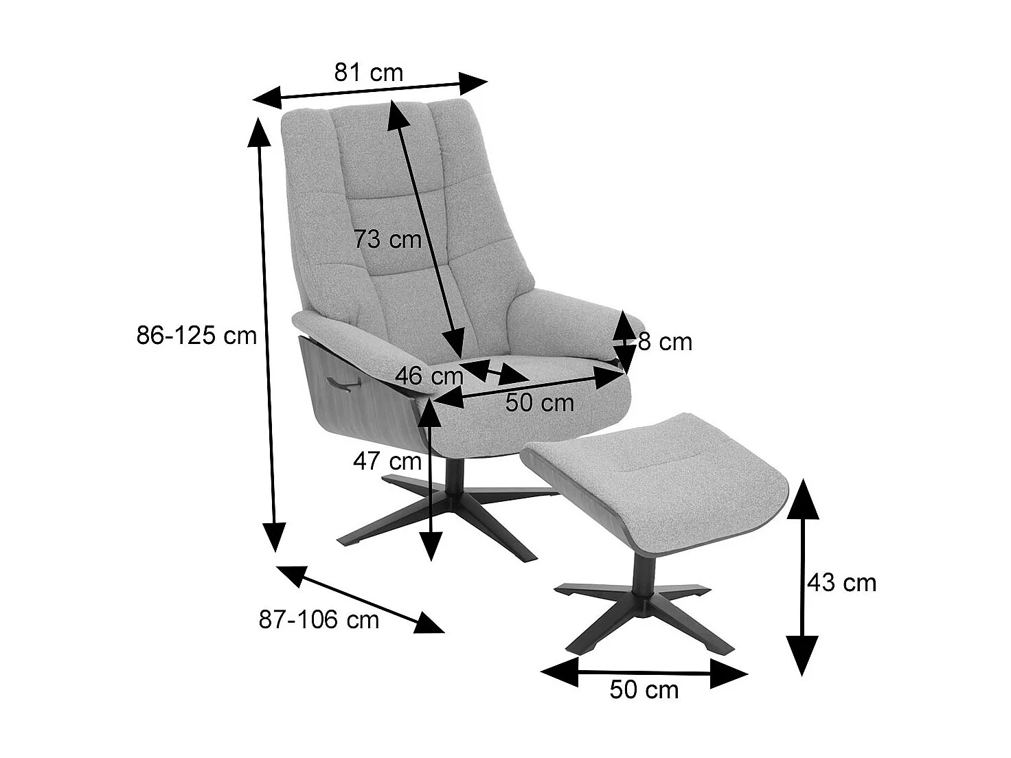 Relaxsessl + Hocker MCW-N57, Braun