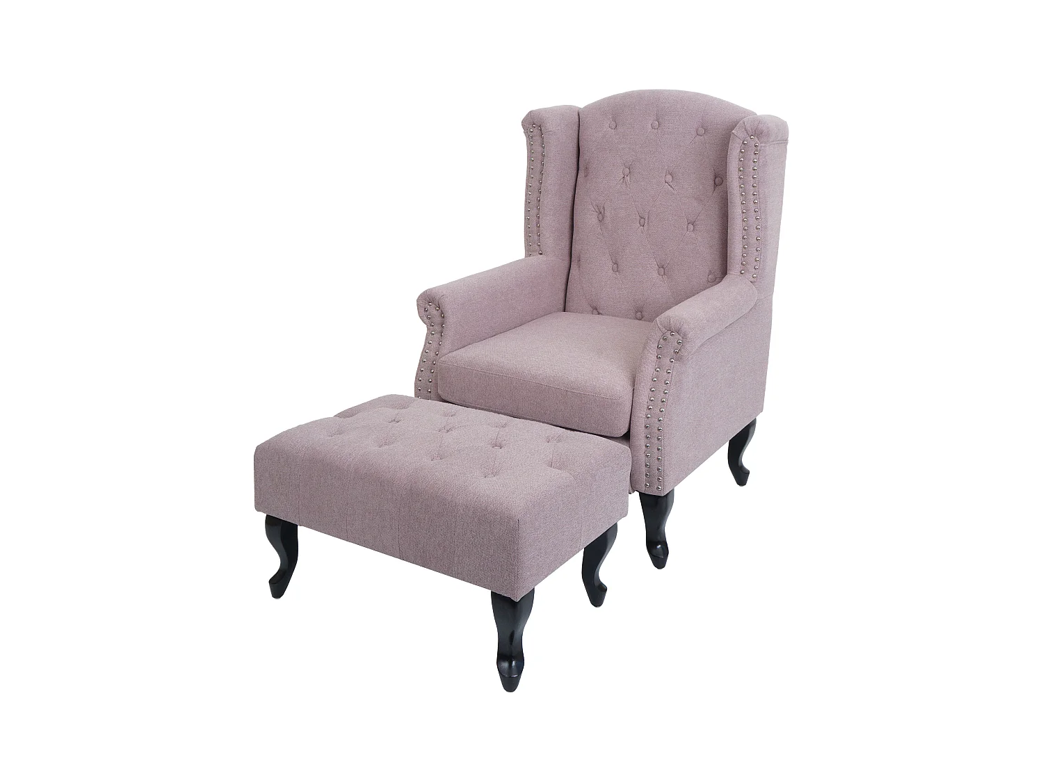 Fauteuil de relaxation Oxford,  rose clair avec ottomane