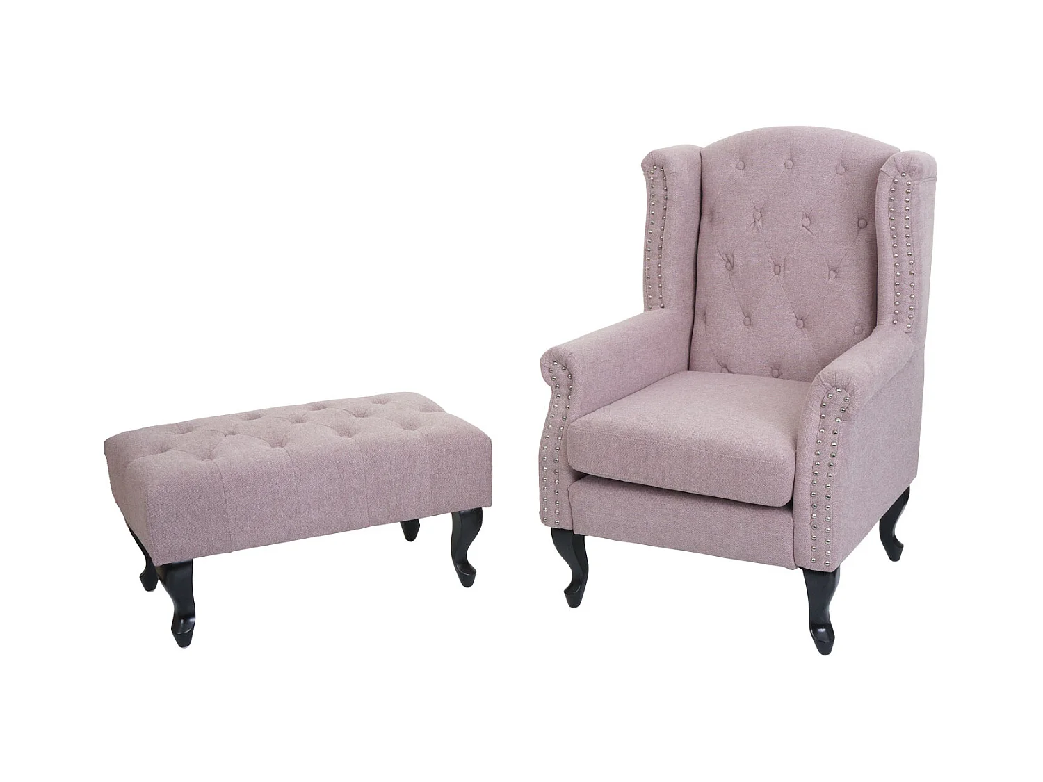 Fauteuil de relaxation Oxford,  rose clair avec ottomane