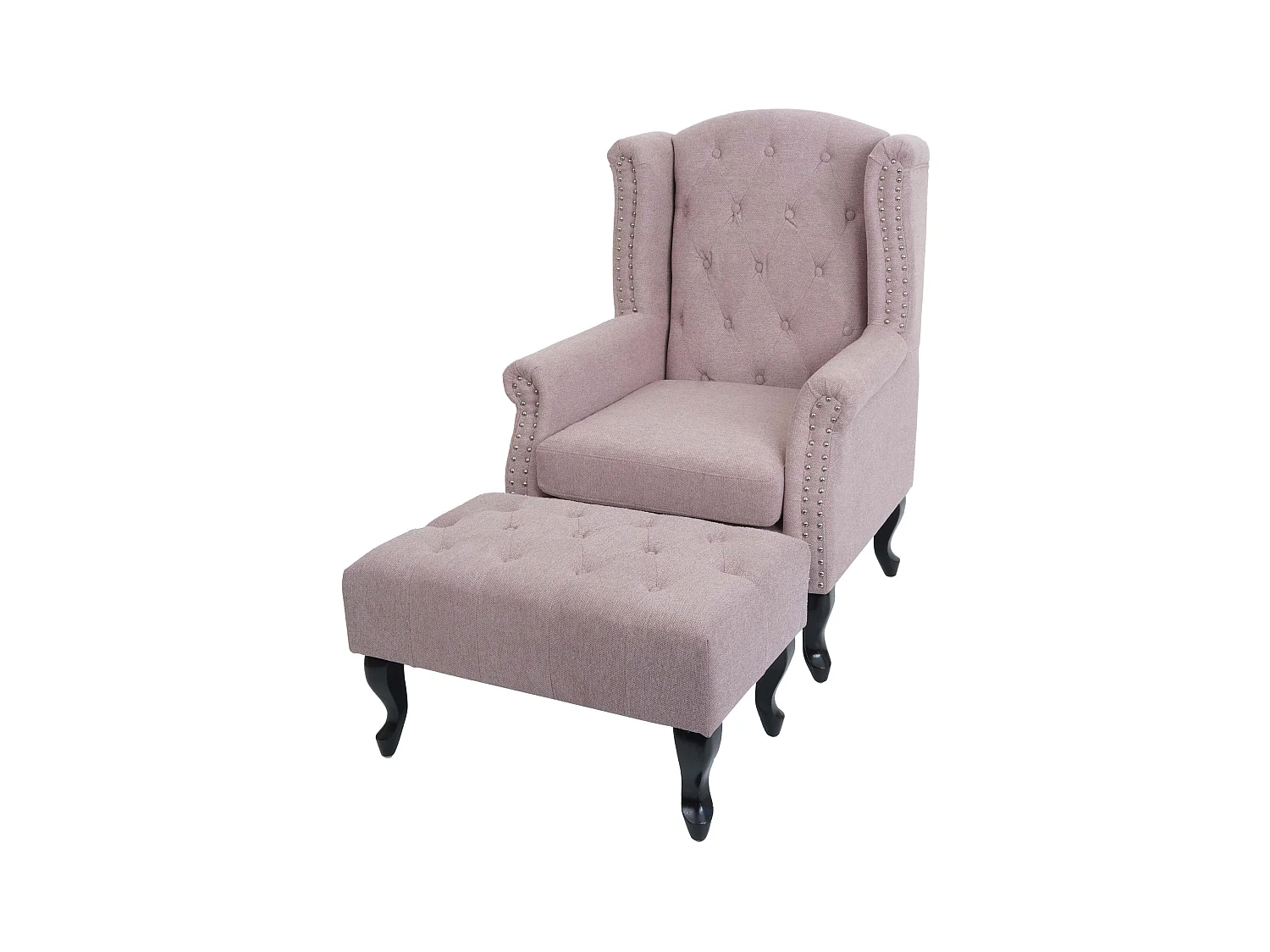 Relaxfauteuil Oxford,  lichtroze met ottoman