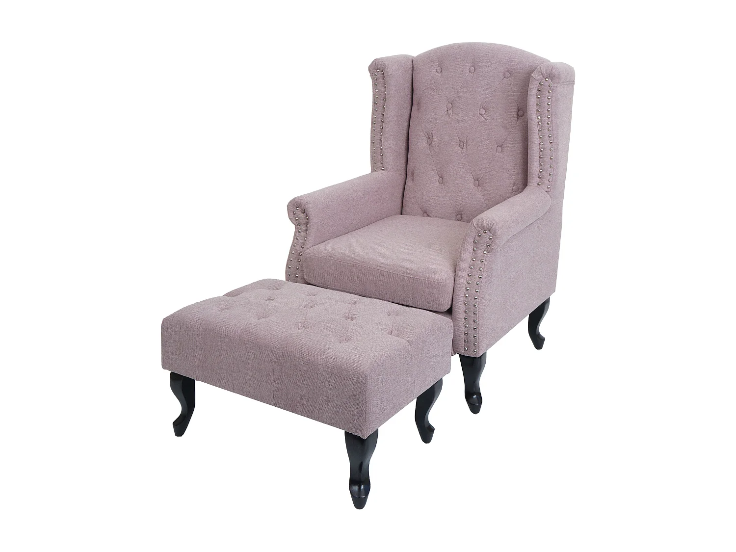 Fauteuil de relaxation Oxford,  rose clair avec ottomane