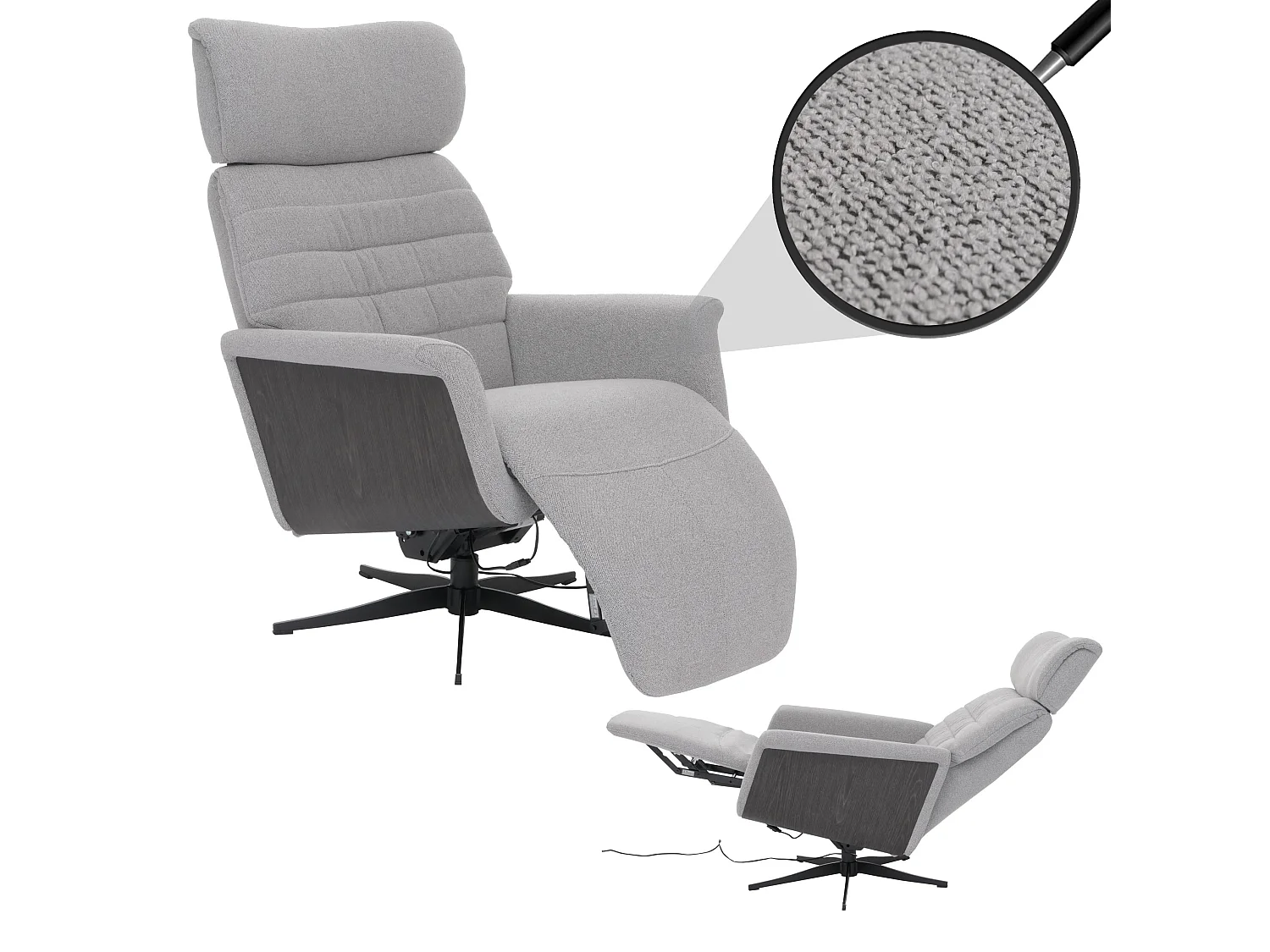 Relaxsessel MCW-N56, Stoff grau, Holz grau