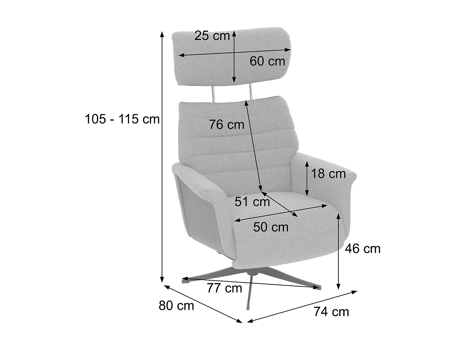 Relaxsessel MCW-N56, Stoff grau, Holz grau